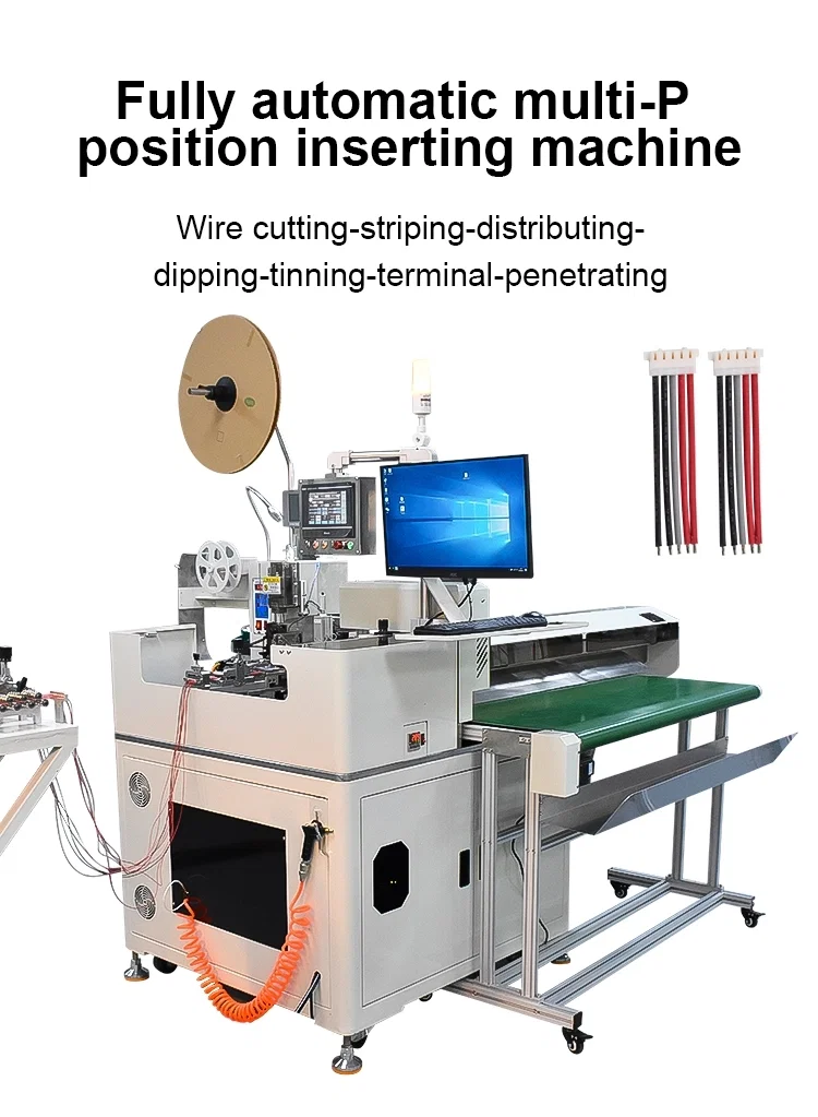 più fili penetrano nel guscio delle spine di plastica, la macchina di stagnatura del terminale di crimpatura della posizione di spelatura dei fili, Visualizza la macchina per l'inserimento di gusci in plastica 