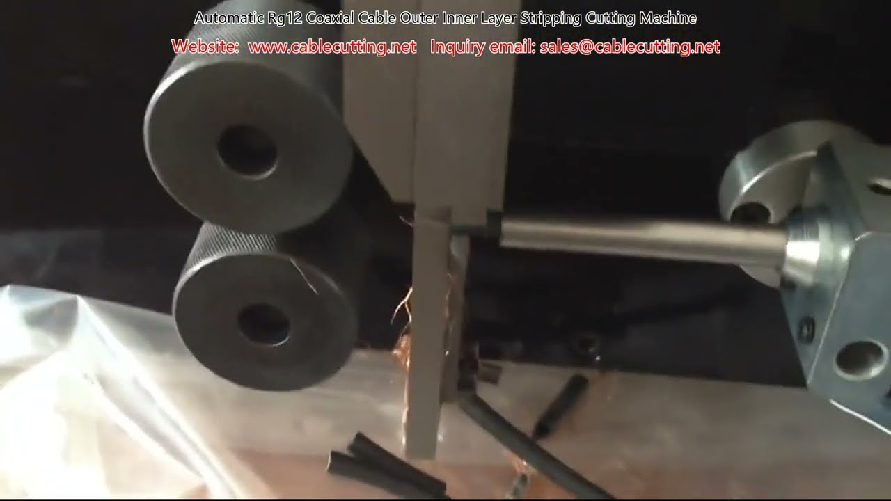 Macchina Automatica RG12 per Spellatura e Taglio di Cavi Coassiali (Strato Esterno e Interno)