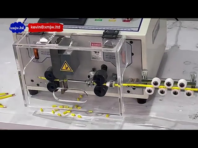 Macchina automatica per taglio e spelatura cavi in rame, completamente elettrica con touch screen universale