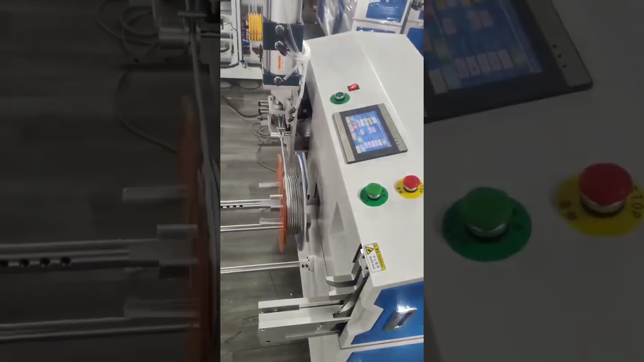 Macchina automatica per conteggio, smistamento, taglio, avvolgimento e legatura di funi d'acciaio