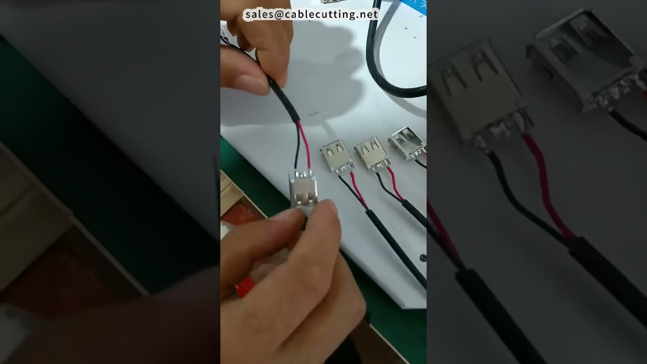 Saldatura connettore USB A femmina a 2 pin con ponticello opzionale | Macchina saldatrice #fabbrica #macchina