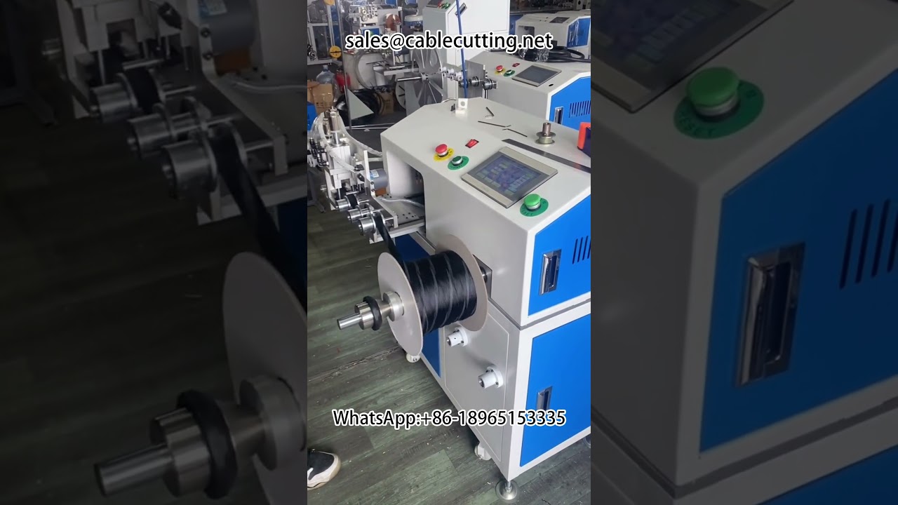 Macchina Automatica per Conteggio Metri, Taglio, Smistamento e Avvolgimento di Manicotti Intrecciati